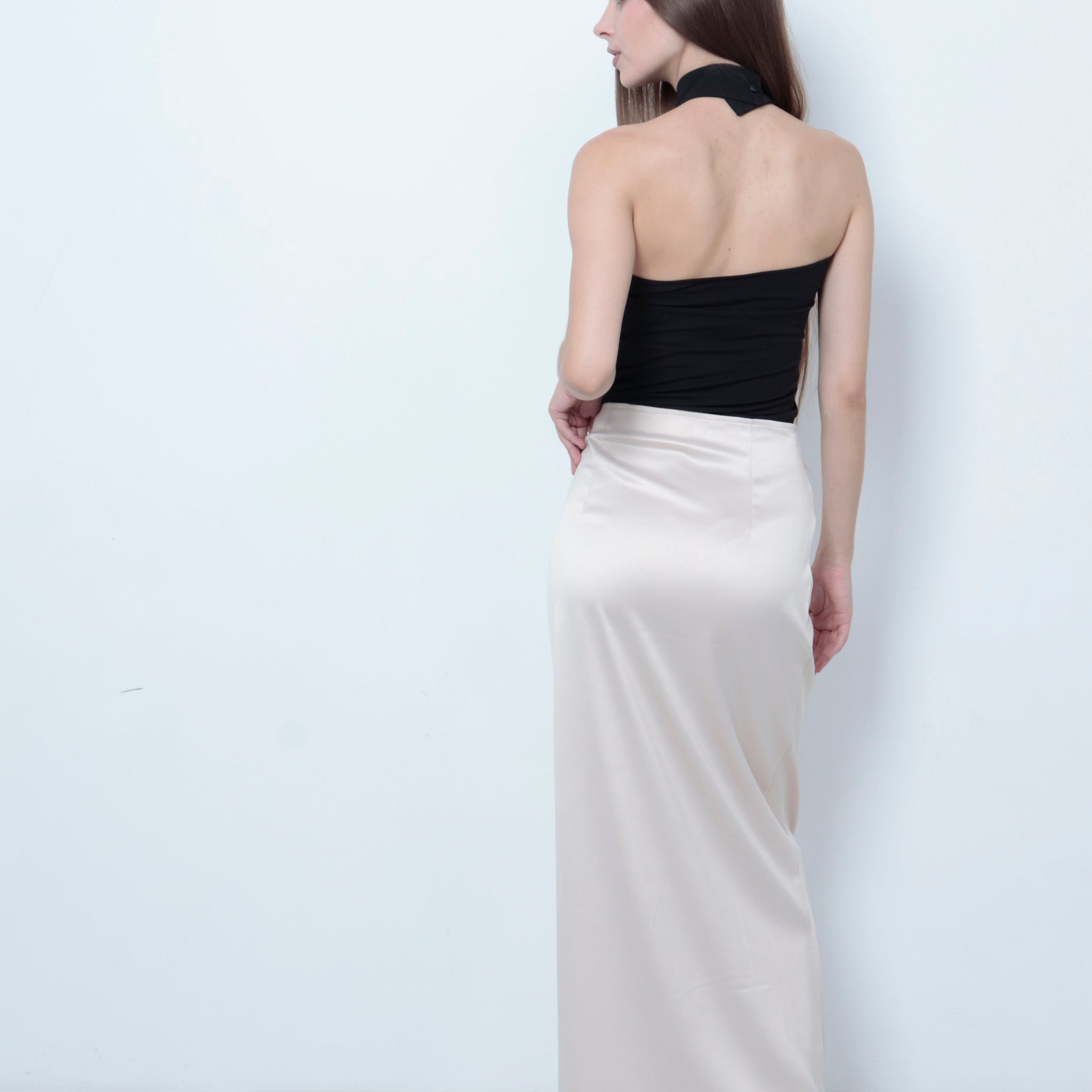 Satin Maxi wrap Skirt Pearl ivory - LIMITED