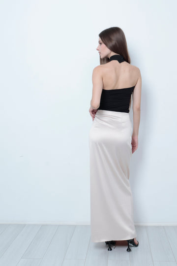 Satin Maxi wrap Skirt Pearl ivory - LIMITED