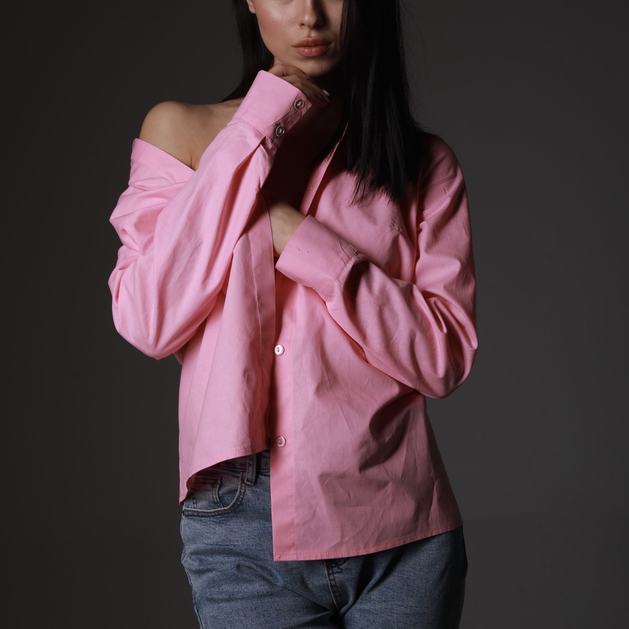 Handmade button up shirt organic cotton pink