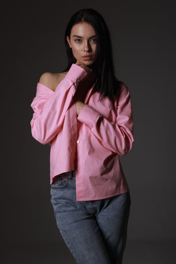 Handmade button up shirt organic cotton pink