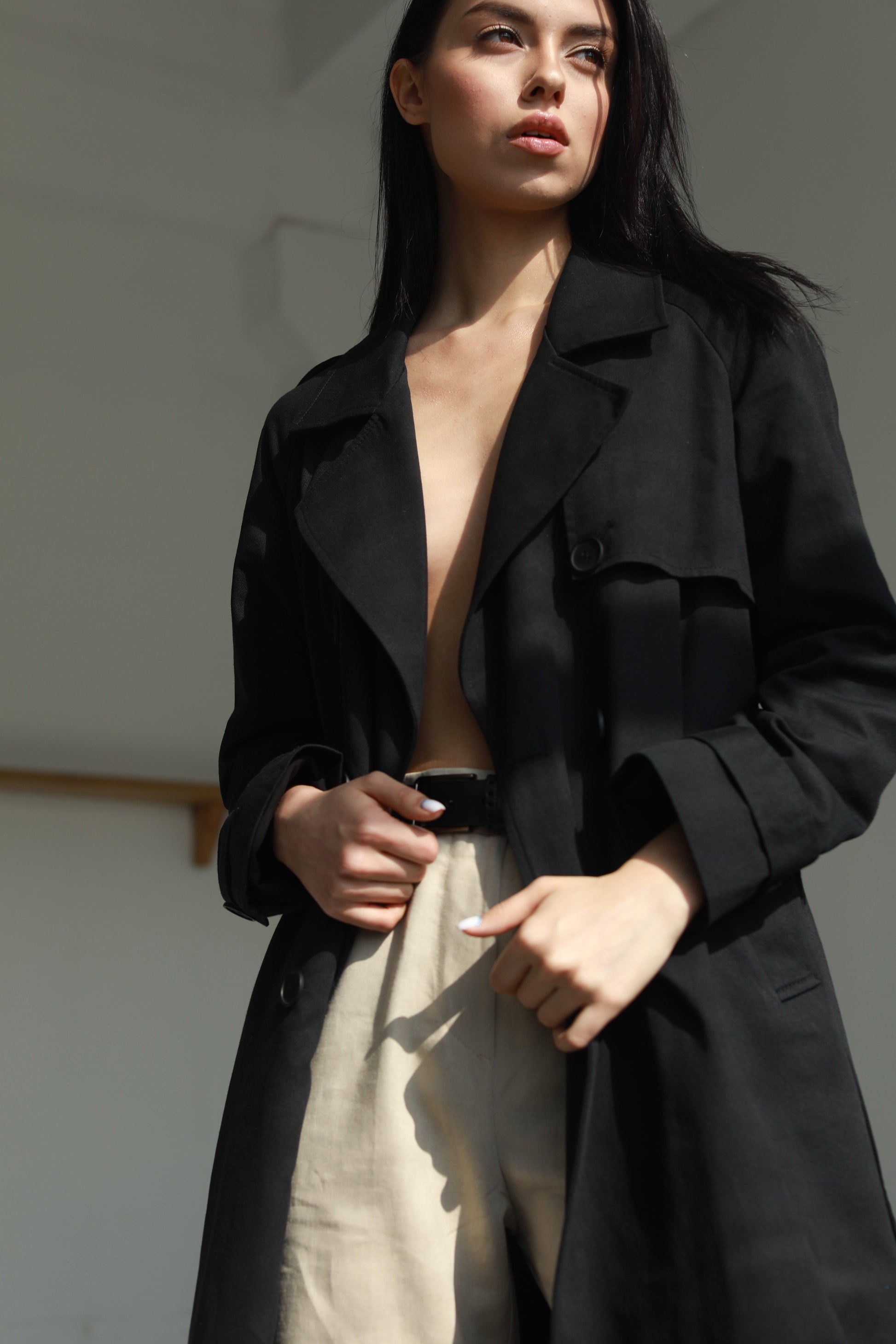 Elegant handmade trench coat organic cotton - AIYM Timeless Fashion