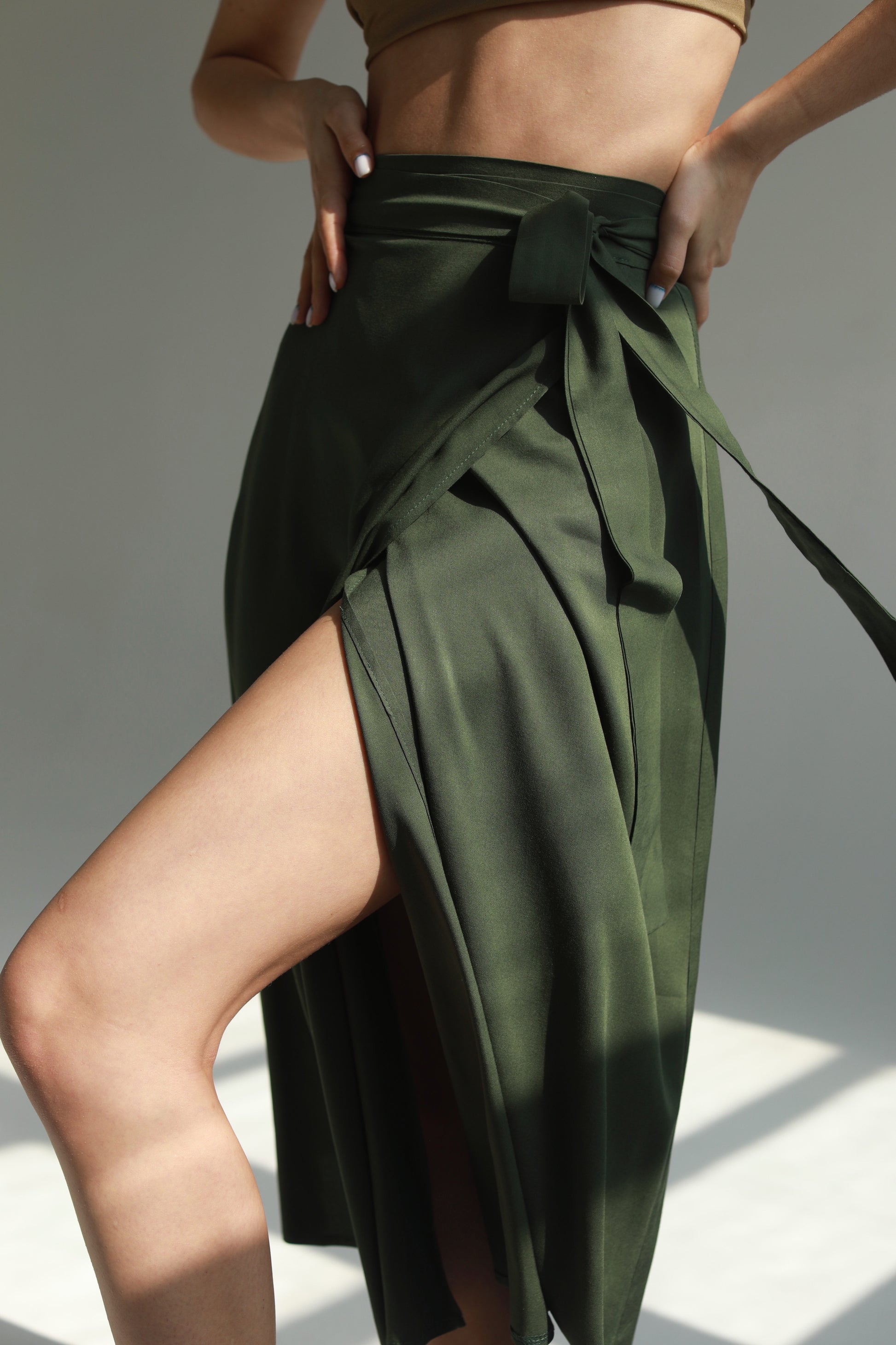 Sustainable handmade wrap midi skirt - AIYM Timeless Fashion