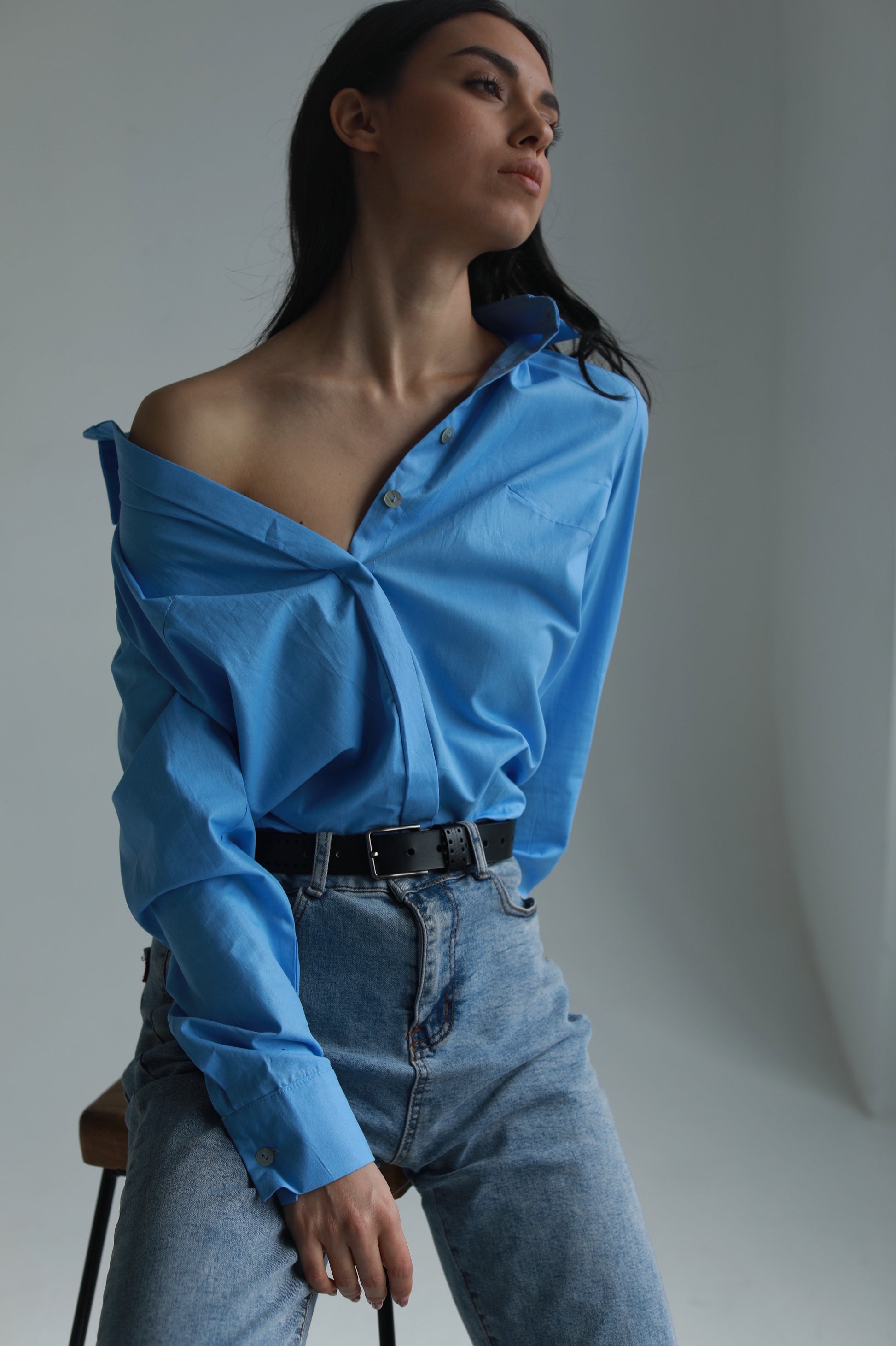 Handmade button up shirt organic cotton light blue - AIYM Timeless Fashion