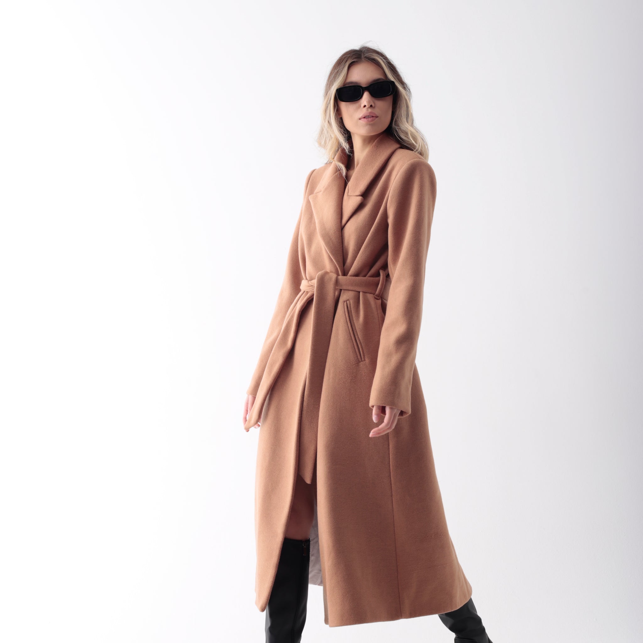 Handmade wool coat camel - limited edition