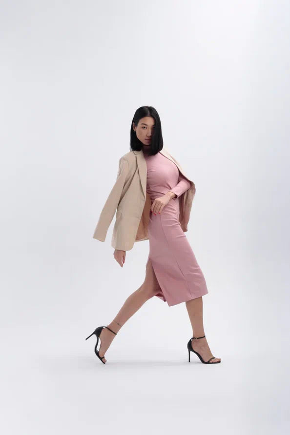 Dusky pink midi dress online